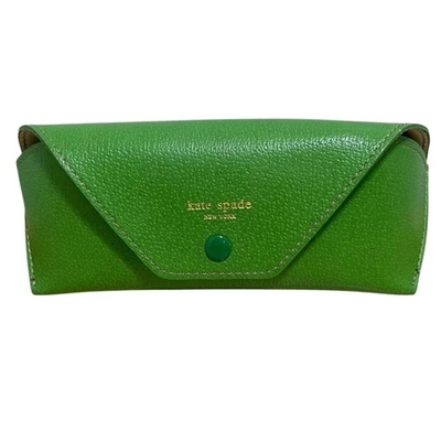 Kate Spade New York Snap Close Eyeglasses Sunglasses Case Green Gold Logo Print - Image 1 of 4