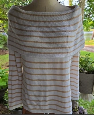 Suéter Lilly Pulitzer Christin Oro Blanco Rayas Coco Cáscara Costera... Foto 1 de 4