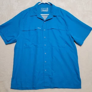 GameGuard Fishing Shirt Mens XL Blue Short Sleeve Vented Snap Front 1023 - Picture 1 of 14