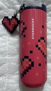 Vaso Starbucks Día de San Valentín 2025 Pink Pixel Hearts 12oz aislado al vacío - Imagen 1 de 11