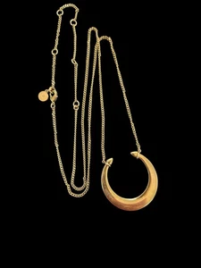Double Horn STELLA & DOT Gold Tone Adjustable Necklace Pendant #of-c - Picture 1 of 3