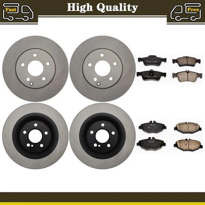 Juego de 6 pastillas de freno delanteras traseras rotores de disco para Mercedes-Benz E320 2003 2004 2005_ Foto 1 de 4