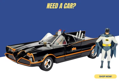 Batmobile Die-Cast Car 1:24 with Batman & Robin Figures – JADA 1966 Ask - Image 1 of 4