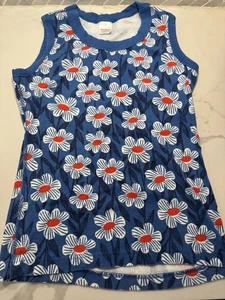 Top smanicato Hanna Andersson blu floreale adulto taglia S cotone biologico patriottico - Foto 1 di 4