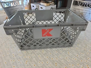 Vintage grau grey KMART Kaufhaus Kunststoff Einkaufshand Korb Drahtgriffe - Bild 1 von 6