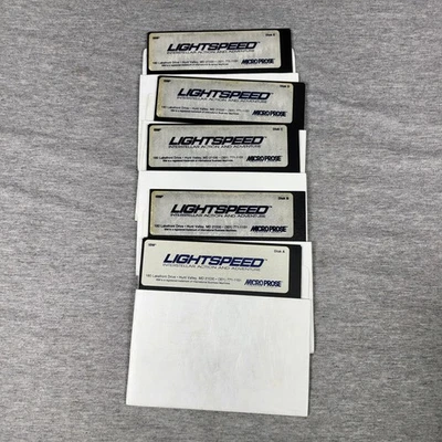1990 Lightspeed Interstellar Floppy Disk 5.25 IBM Micro Prose PC Video Game - Image 1 of 2