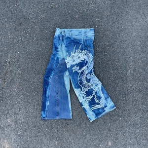 Custom Carhartt Flared Jeans Baggy Fit Bleached Dragon Japan Style - Bild 1 von 11