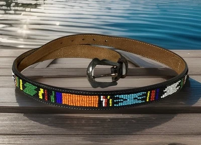 Cinturón Justin Cuero con Cuentas Multicolor Trabajo Talla 32 Foto 1 de 4