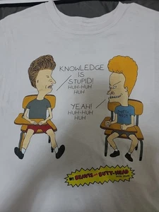 Beavis and Butthead Grafik Tshirt Gr. M Schule weiß Unisex Mike Judge MTV - Bild 1 von 13
