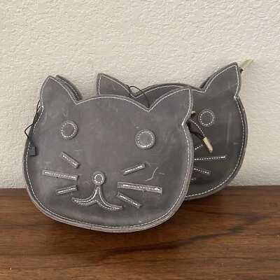 Crazy Horse Saddle Chrome Tan Leather Kitty Cat Face Shaped Crossbody Bag - Photo 1/4