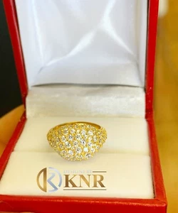 Anello oro giallo 14 kt taglio tondo diamanti stile eternità micro pavè mignolo 2,00 ctw - Foto 1 di 8