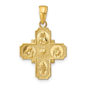 Real 14kt Yellow Gold 4-Way Medal Pendant - Picture 1 of 6