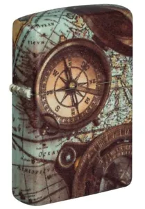 NEW ZIPPO COMPASS WORLD MAP COLOUR PETROL LIGHTER DESIGN WINDPROOF Z49916 - Picture 1 of 4