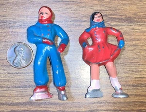 Vintage Weihnachtsdorf Barclay Skater 2 Stück - Bild 1 von 2