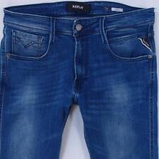Mens Replay M914 ANBASS Stretch Slim Tapered Blue Jeans W32 L32