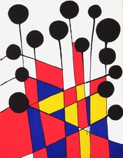 Original 1971 lithograph "Mosaïque et Ballons Noirs" by Alexander Calder