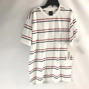 Ring of Fire Men's Cotton T-Shirt White Size M Shortsleeve Striped Tee Top New - Picture 1 of 5