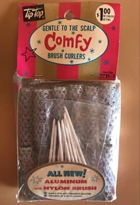 NEW Vintage 1/2 Inch Tip-Top Tiny Comfy Brush Curlers & Pins #9721/3 Set of 12 - Picture 1 of 5