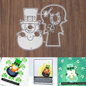 Leprechaun in Pot w Pipe Shamrock Horseshoe Cutting Dies – St. Patrick’s Day - Picture 1 of 8