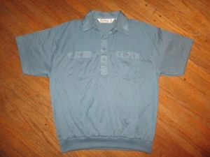 CAMISA POLO CLÁSICA DE PALMLAND AÑOS 80 90 de colección cuello cintura bandas azul GRANDE - Imagen 1 de 4