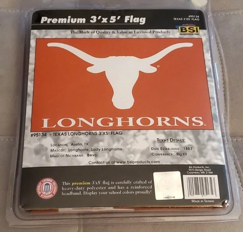 *New in Package* Texas Longhorns BSI NCAA Licensed 3' X 5' Premium Flag Banner Cover