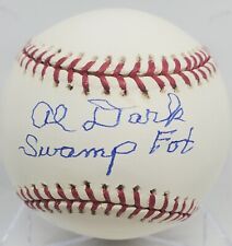 Cartes dédicacées signées OML baseball COA Cubs Al Dark Swamp Fox New York Giants