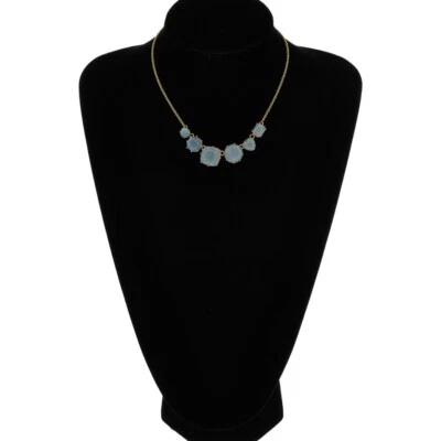 LES NEREIDES NECKLACE 18CT GOLD PLATE COLLAR STYLE CZ BLUE STONE 16inc RPP £110 - Image 1 of 4