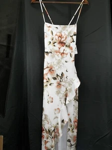 Windsor Womens Long Split Maxi Dress Sz M Cream Floral Sleeveless Fairy Romantic - Picture 1 of 12