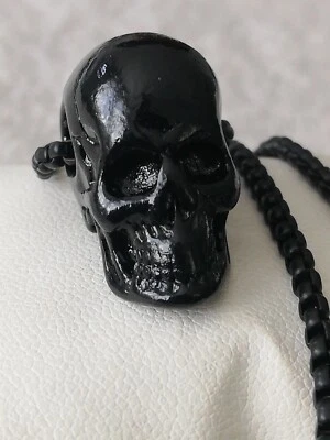 Pingente unissex de aço inoxidável preto caveira motociclista novo - Imagem 1 de 4