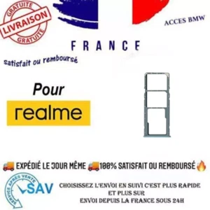 Tiroir Sim Premium Bleu Ciel Pour Realme Note 50 - Photo 1 sur 1