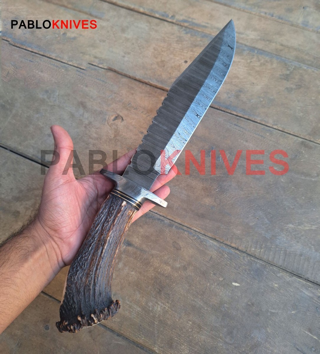 Stag Handle Bowie Knife In Collectible Modern Custom Stag Handle Bowie Knife In Collectible Modern Custom