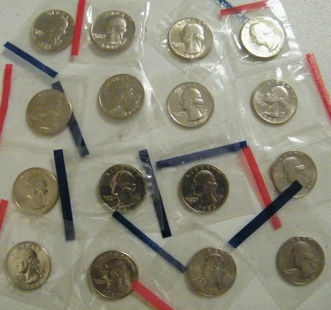 1980~1981~1984~1989 PD Washington Quarter Cello Mint 16 Uncirculated Coin Set Cover