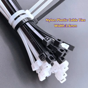 Envolturas de cable de plástico de nailon de 3,6 mm de ancho con cremallera fuertes todos los tamaños blanco/negro - Imagen 1 de 12
