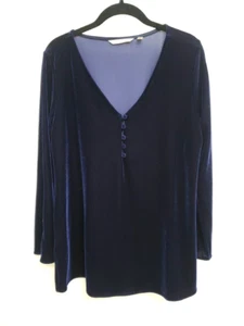 Soft Surroundings Blue Velour Top Women's Sz M - Picture 1 of 5