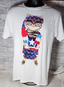 Cat Patriotic Headband Glasses of circle white medium T-Shirt Red, White & Blue - Picture 1 of 7