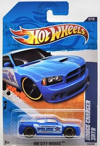 HOT WHEELS 2011 MAINLINE HW CITY WORKS BLUE DODGE CHARGER SRT8 POLICE CAR! - Picture 1 of 3