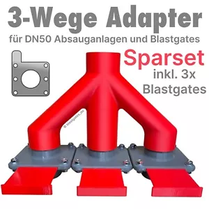 W adapter incl. 3x Blastgate SPARSET DN50 extraction system shut-off valve Blastgate - Picture 1 of 13
