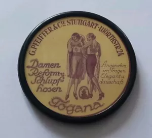 ANCIEN MIROIR DE POCHE PUBLICITAIRE G.PFEIFFER STUTTGART VETEMENTS ART DÉCO - Foto 1 di 5
