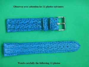 22 mm BRACELET ÉTANCHE REQUIN VÉRITABLE BLEU COUSU TYPE BREITLING DOUBLE JONC - Imagen 1 de 12