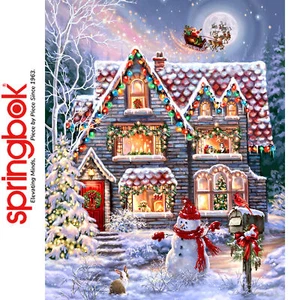 CHRISTMAS EVE COTTAGE 1000pc SPRINGBOK Jigsaw Puzzle Random Cut Deluxe 11213 - Picture 1 of 14