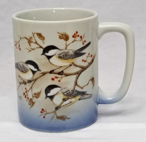 Tazza da tè caffè Otagiri Japan Chickadee Birds Branch 10 oz blu bianco vintage - Foto 1 di 15