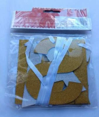 1 Guirnalda Banner Feliz Navidad 8 pies Accesorios fotográficos decorativos dorados plateados y brillantes Foto 1 de 2