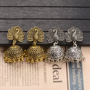 Gold Silber Quaste Pfau Zigeuner Jhumka Quaste Hochzeit indische Damen Ohrringe - Bild 1 von 25