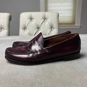 GH Bass Weejuns Men's 9.5 D Classic Logan Burgundy Leather Penny Loafers - Picture 1 of 10