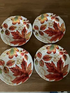 set of 4 Fall Autumn leaves salad/dessert plates "Fall Party" 2017 Hobby Lobby - Picture 1 of 5