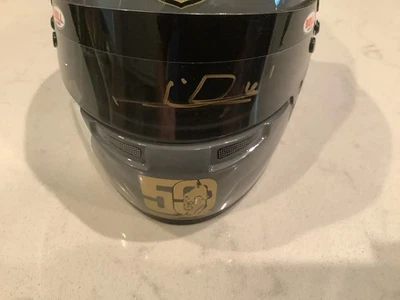 MARIO ANDRETTI AUTOGRAFIADO 50 ANIVERSARIO. Casco Indy 500 1969 y tarjeta autografiada Foto 1 de 4