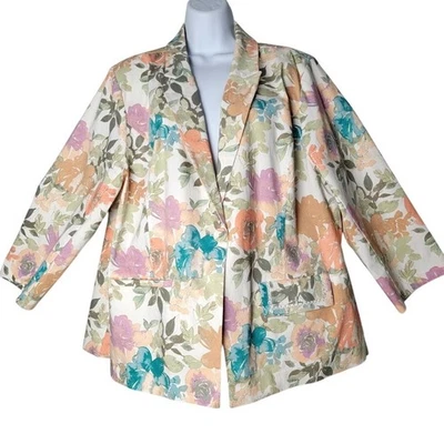 Chaqueta Blazer Cato Plus 22W Floral Nueva con Etiquetas Estampado Pastel Brillante Forrada Primavera Dopamina Foto 1 de 4