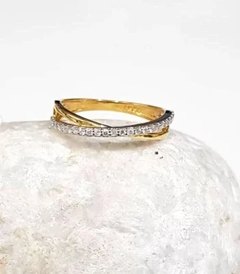 0.50 TCW Round Moissanite Twisted Eternity Wedding Band Ring 14k Yellow Gold - Image 1 of 4