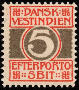 Danish West Indies Stamp Scott J5 Mint Fine 5 Cents Numeral of Value Postage Due - Picture 1 of 1