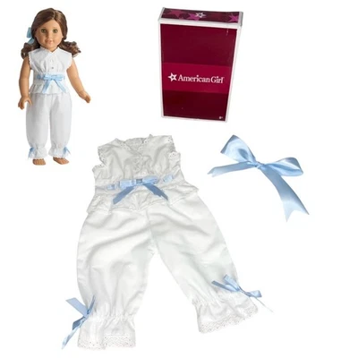 Pijama American Girl Rebecca cinta de pelo azul una pieza PJS caja de accesorios para el cabello Foto 1 de 4